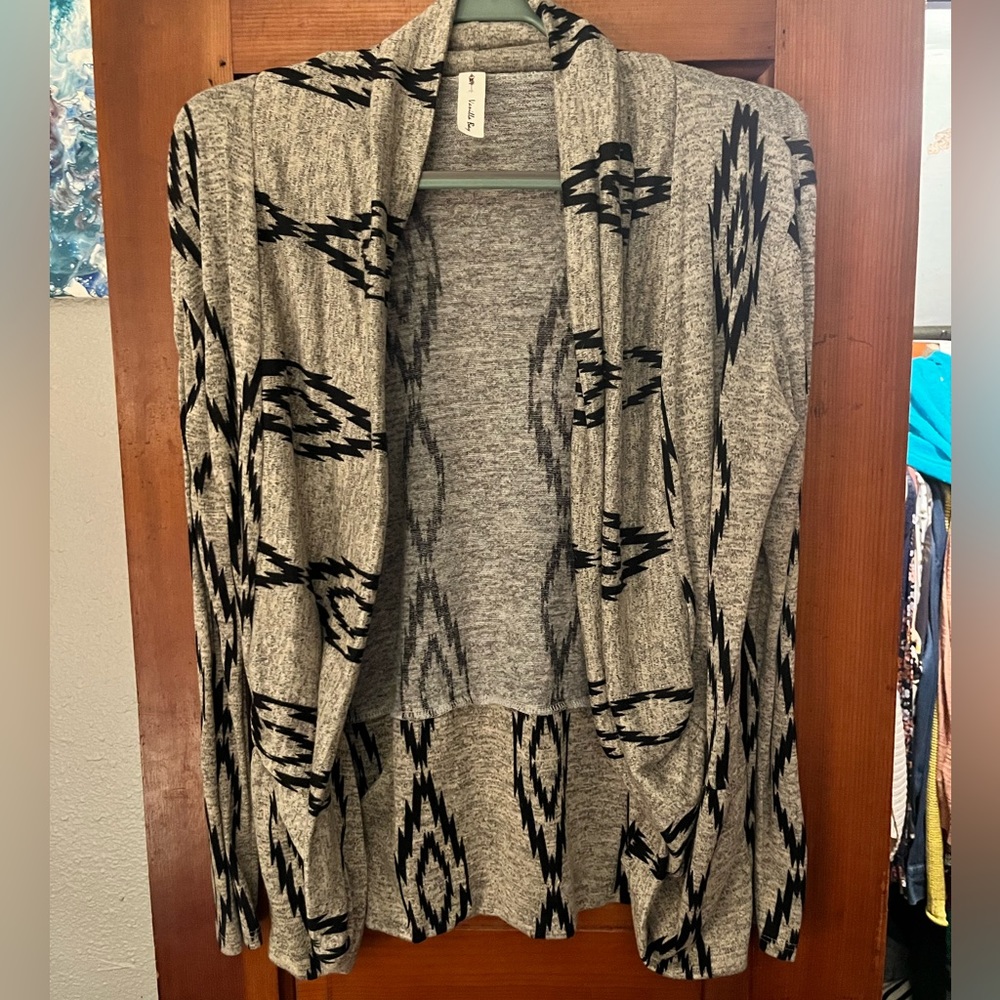 Black and grey print Aztec sweater